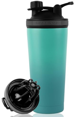 kiptyg Shaker Proteinas,750ml Coctelera de Proteínas con Colador,Coctelera de Proteínas de acero Inoxidable de doble pared con Aislamiento al vacío,Sin BPA y a Prueba de fugas,para Deportes,Fitness