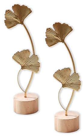 Kaizuca 2 Stück Ginkgoblatt Deko, Kreative Wohnaccessoires, Tischdeko oder Skulpturen für Wohnzimmer, Flur, Schlafzimmer, Regal, Schreibtisch oder Büro