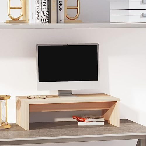 MOBCANT Monitorständer, TV-Aufsatz Monitorerhöhung TV-Tisch Bildschirmerhöhung Geeignet für Wohnbereich Büro Hotel Schlafzimmer 50x27x15 cm Massivholz Kiefer