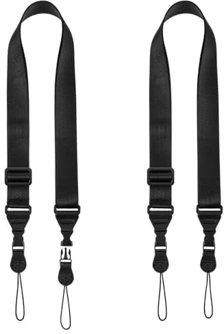 Wanmu 2Pcs Adjustable Shoulder Strap, Nylon Camera Strap, Comfortable Neck Straps for Cellphone Tablet, Camera, Laptop, Binocular, Luggage Bag (Black)