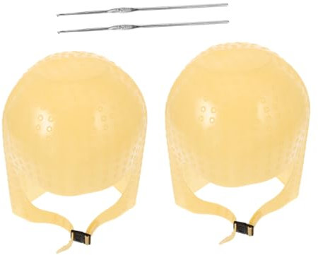NULYLU 2Juego Gorro de Silicona Reutilizable para Resaltado con Aguja y Ganchos Herramienta de Teñido para Salón y Casa Protección para Cabello