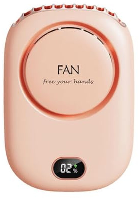 Bortivier Portable Hanging Neck Fan, 2000mAh Wearable Mini Fan, Battery Operated USB Rechargeable 3 Speed Air Cooler Pink