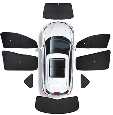 Sonnenschutz Auto Für Tesla Für Model Y Für Juniper 2025 Model 3 Für Highland 2024 Auto-Seitenfenster-Sonnenschutz Vorne Hinten Autofenster Sonnenschutz(New MY Full 8Piece)