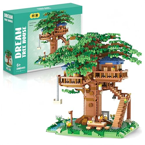 Unativer Tree House Building Blocks Set, 2058 PCS Mini Bricks Wooden Forest TreeHouse Creative Construction Model Toys, Christmas Birthday Gifts for Adults, Girl, Boy Age 6+