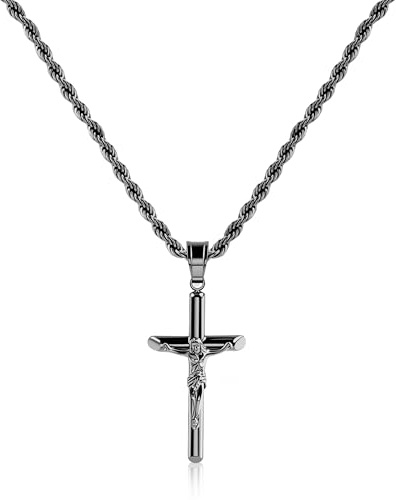 ALEXCRAFT Kreuz Kette Gold für Damen 14K Vergoldete Anhänger Halskette | Edelstahl Kreuz Anhänger Halsketten für Damen Frauen Herren Verstellbares Kette Stapelbare Halskette Ketten Schmuckgeschenke