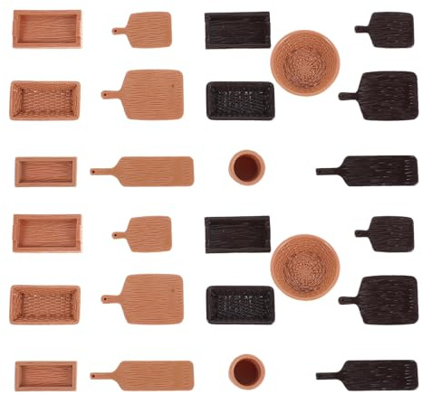 Milisten 26 Plateaux Miniatures pour Maison de poupée : Assiettes, Mini-Plats à Four, Plateaux à Desserts, Accessoires de Cuisine pour la décoration de Maison de poupée et Les Loisirs créatifs.