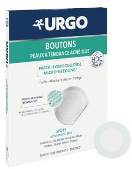 Urgo Patch Hydrocolloide Anti-Boutons + Micro-Needling x9 | Peaux à tendance acnéique avec Collagène Niacinamide Acide hyaluronique Réduit les imperfections Note Yuka: 93/100*