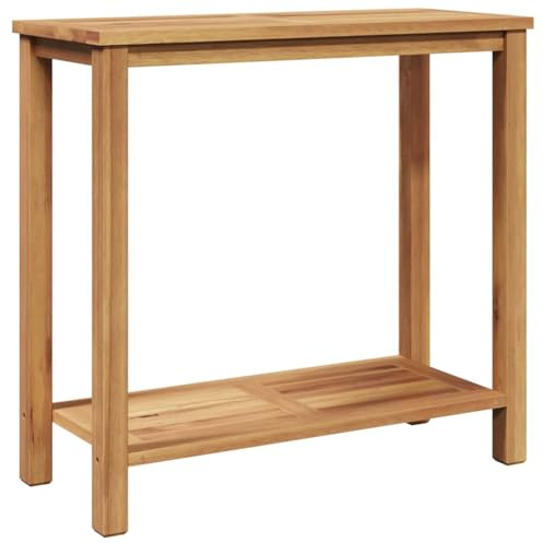 Mhdvray Table console marron 85 x 35 x 75 cm en bois massif teck design moderne avec espace de rangement résistant aux intempéries pour balcon, jardin et terrasse