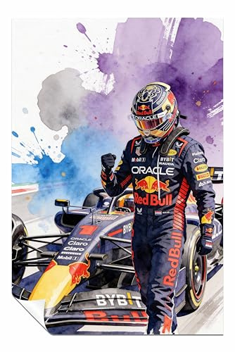 Max Verstappen Poster Red Bull Print – Max Verstappen F1 Auto-Wandkunst, Geschenk, ungerahmt, Posterdruck, Bilder für Wände, Schlafzimmer, Wohnzimmer und Badezimmer, 61 x 41 cm
