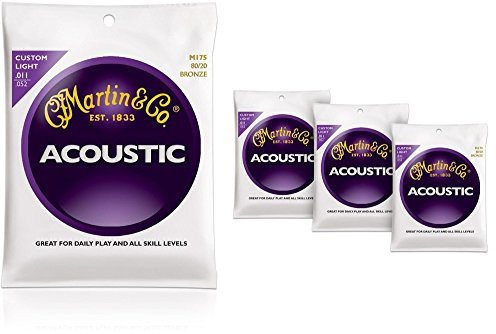 Martin M175 Traditional Bronze Custom Light Acoustic Guitar Strings - 4 Pack (Standard)