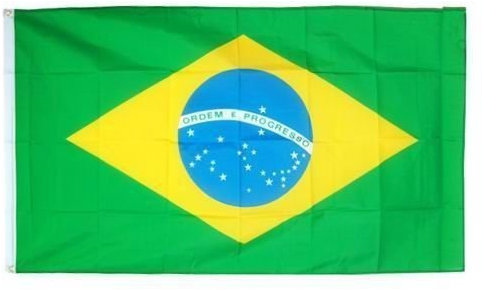 Fahne 90 x 150 cm | BRASILIEN | mit Ösen | Grün | Polyester | Rechteckig | Fahne zum Hissen für Außenbereich bei Sportveranstaltungen und lockeren Zusammenkünften