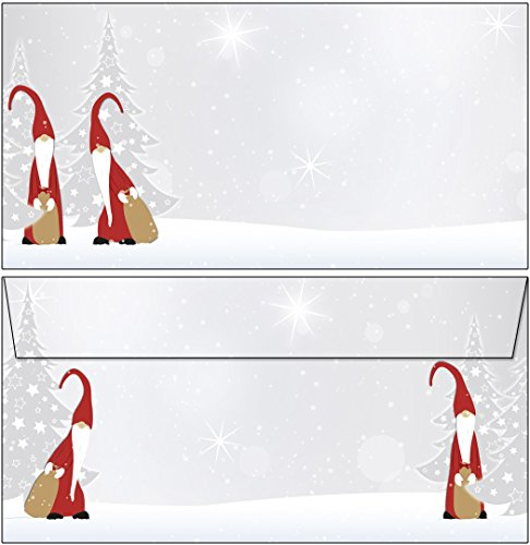 Briefumschläge Weihnachten Weihnachtswichtel 50 Stück Kuverts Wichtel DIN lang ohne Fenster 61072