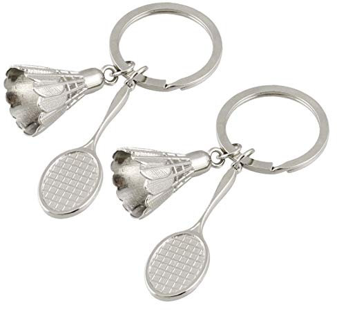 EQLEF Metall-Badminton Schlüsselanhänger 3D-Badminton Schlüsselanhänger Key-Organizer für Badminton-Liebhaber / 2 PCS
