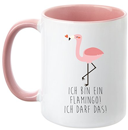 ''Ich bin ein Flamingo! Ich darf das!'' - TassenTicker® - beidseitig bedruckt - hochwertige Qualität - Teetasse - Kaffeetasse - Tasse - Geschenk
