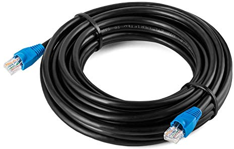 MutecPower 10m cable de red ethernet Cat5E exterior con enchufe RJ-45 - UTP - CCA - Negro - 10 metros