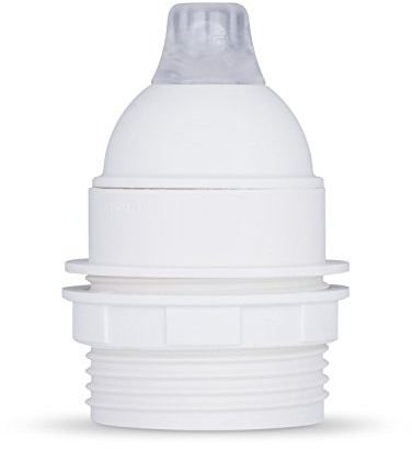 Teilgewindemantel Lampenfassung E27 aus Thermoplast, creme-weiß mit Zugentlastung - 1x Stück