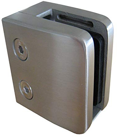 PMC Edelstahl V2A Glashalter Klemmhalter Glasklemme Geländer Sicherungsplatte (Vierkantrohr - Flach, 17,52 mm)