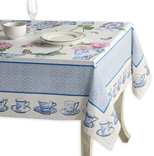 Maison d' Hermine Tischdecke, 100% Baumwolle, 160cm x 220cm dekorative Tischdecke, waschbar, quadratisch, Ostertischdecken für Essen, Hochzeit, Bankett, Buffet, Canton – Frühling/Sommer