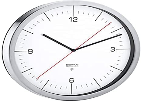 Blomus - Funkuhr, Wanduhr, Uhr - CRONO - Edelstahl - weiß - Ø 24 cm