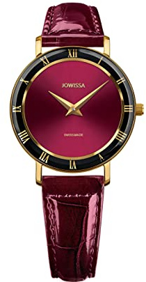 JOWISSA Bordeaux/Gold Roma Schweizer Damenuhr J2.272.M