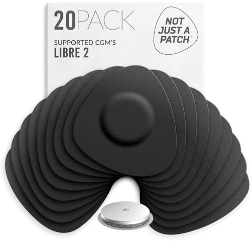 Not Just A Patch Freestyle Libre 2 Sensor Covers (20 Pack) Lingo CGM Patches for Freestyle Libre 2 - Water Resistant & Durable for 10-14 Days - Black