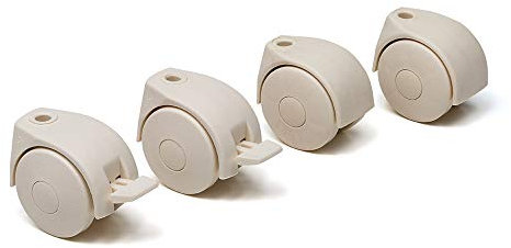 Foppapedretti 4 Ruote Nylon, Ricambio per Lettini e Bagnetti, Piroettanti, 2 Ruote con Freno, Sostituzione Semplice, Rendono Agevolo lo Spostamento, Crema