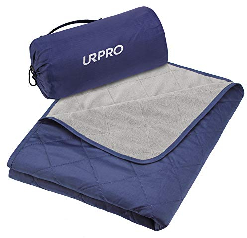 URPRO Warme wasserdichte Decke Fleecedecke Campingdecke Picknickdecke Außendecke mit Tragetasche für Stadion, Picknick, Camping, Strand, Hunde, Sofa BLAU