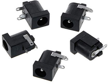 BIlinli 5 Stück DC-005 schwarz DC Power Jack Buchse Stecker 5,5x2,1mm Barrel- PCB Mount