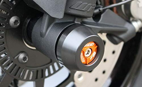 GSG-Moto Sturzpads Vorderrad passend für KTM Duke 790 ab 2018 Inlay Orange eloxiert
