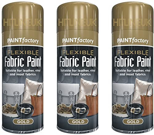 3 x Gold Spray Paint Fabric Leather Spray Paint Art Vinyl & Crafts Flexible 200ml