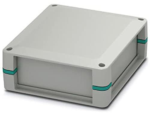 PHOENIX CONTACT UCS 145-125-F-GD 7035 Komplettgehäuse für Leiterplatten, Flexibel Positionierbar Beinhaltet Gehäusehalbschalen, Seitenwände Geschlossen, Lichtgrau mit Eckeinlegern türkisblau
