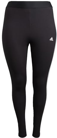 adidas Damen Essentials 3-Stripes Leggings (Plus Size), Black/White, XXL Plus