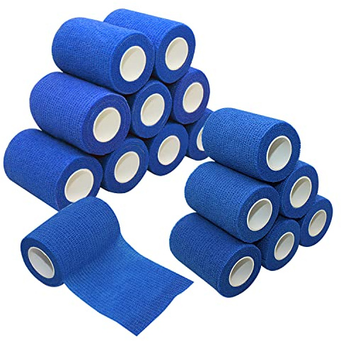 MINGYUE Selbstklebender Verband Set｜Fixierbandage[16 Rollen-7.5cmx4.5m] Selbstklebend Elastischer Verband Cohesive Haftbandagen Kohäsive Bandage Wrap(Blau)