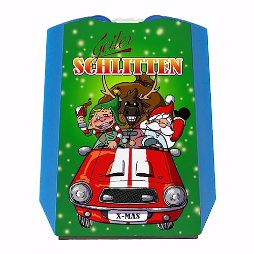 Geiler Schlitten - Rentier Weihnachtsmann und Elf Parkscheibe mit Eiskratzer als lustiges Geschenk für Freunde der Weihnachtszeit um auch im Auto weihnachtliche Stimmung zu