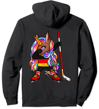 Dabbing Brown Unicorn Germany Eishockey-Fans Trikot Sport Pullover Hoodie