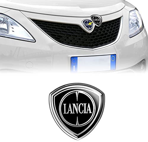 Lancia 21264 Adesivo 3D Logo Ufficiale per Ypsilon Nero, Anteriore, 58 x 60 mm