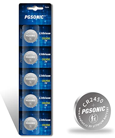 CR2450 Batterie a Bottone al Litio 3V, Confezione da 5 Pezzi, Potente Multiuso Lunga Durata