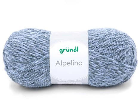 Gründl Dicke Wolle: Eisblau-Meliert, 200g, 200m, 15M x 19R = 10x10cm, 6-7mm, Pullover (Gr. 38) = 500g, Stricken/Häkeln, Accessoires, Pullis, Jacken, Alpaka-Polyacryl-Mischung, Maschinenwäsche