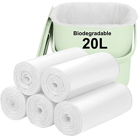 20L Biodegradable bin bags 100PCS, Bin Liner For Countertop Bin.Aievrgad Trash/Garbage/rubbish Bags, 100% Recycled,Tough, degradable, Kitchen Compost Bags small bin bags 20 Liters (5.2 Gallon),white