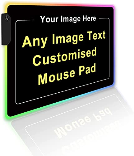 Naispanda Tapis de Souris de Jeu LED RVB personnalisé avec Photo et Texte Tapis de Souris de Jeu personnalisé Tapis de Souris personnalisé pour Bureau Cadeaux personnalisée, 13,8 x 9,8 Pouces