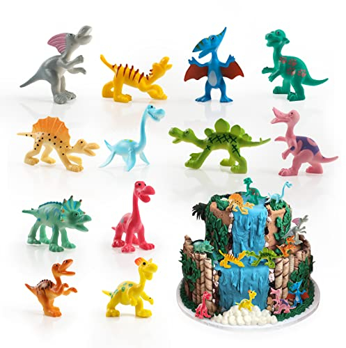 Yisscen Mini Dinosaurier Spielzeug, Dino Cake Topper Figuren Kuchen Dekoration Party Tortendeko, Dinosaurier Geburtstagstorte Dschungel Deko, für Junge Mädchen Kindergeburtstag Party Zubehör Deko