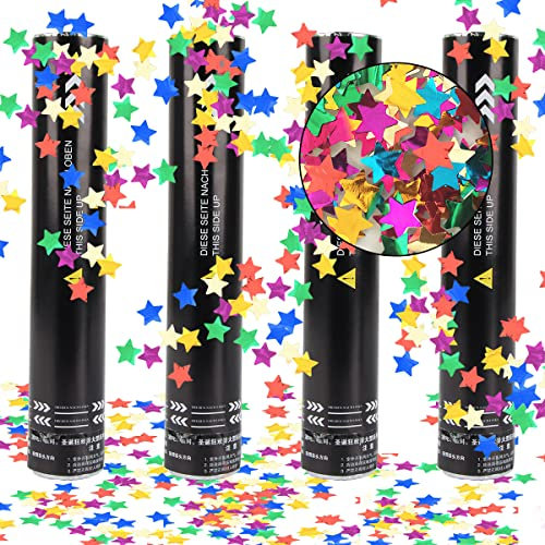 Konfettikanone Geburtstag, XiXiRan Konfetti Popper Hochzeit, Konfetti Gold, Party Popper Konfetti, Party Konfettikanone Weiß, Konfetti Pistolen Set, Confetti Cannons, Konfetti Bombe (Stern-28CM)