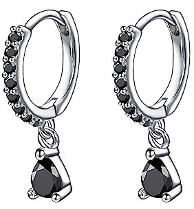 Vissen Klein Ohrringe Schwarz Damen Hängend Modeschmuck Creolen Mit Anhänger Tropfenform Zirkonia Kreolen Ohrringe Hängend Mädchen