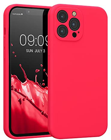 kwmobile Handyhülle kompatibel mit Apple iPhone 13 Pro Max Hülle - gummierte Handy Case aus Silikon in Neon Pink