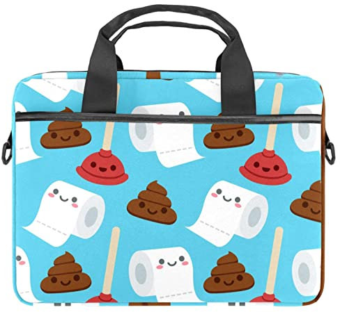 Cartoon Poop Toilet Paper Pattern Laptop Shoulder Messenger Bag Crossbody Briefcase Messenger Sleeve for 13 13.3 14.5 Inch Laptop Tablet Protect Tote Bag Case