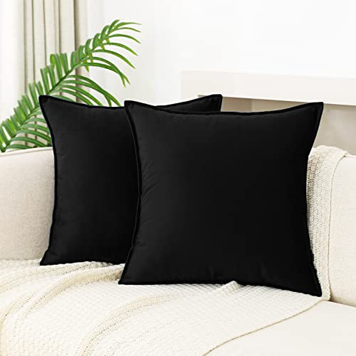 JIAHANNHA Velvet Black Throw Pillow Covers 18”x18”Pack of 2 Soft Decorative | Square Cushion Covers for Couch Sofa Bed Livingroom Car Home Decor,45x45Cm