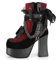 Makmeoyw Donna's Platform Goth Polacchine Red Chain Punk Stivali Thick Heel Goth Stivali with Side Zip Riband Alto Tacco Chunky Stivaletti Size 46