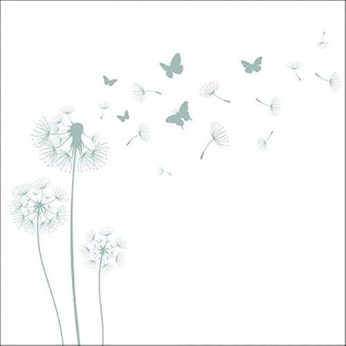 Ambiente - Papierservietten - Blowing Away - Pusteblume, Schmetterlinge , Aqua 33 x 33cm