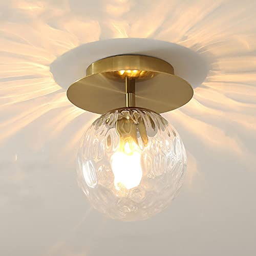 Mengjay Moderne E27 Deckenlampe Glas Deckenleuchten Wohnzimmerlampen küchenlampen Semi Flush Mount Deckenleuchter Design Industrial Style für Schlafzimmer Restaurant Korridor (Gold)
