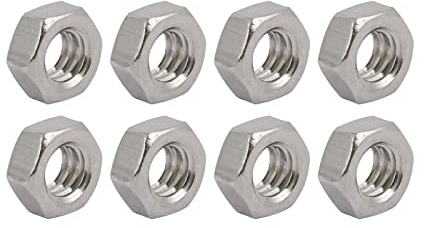 QUARKZMAN 1/4-20 UNC Sechskant-Sechskantmutter x 8 STÜCKE 304 Edelstahlgewinde für Hardware Befestigungsverbinder, Maschinengeräte, silberfarben